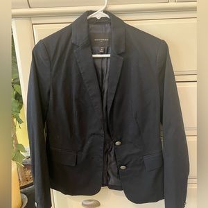 Banana Republic Classic Preppy Linen Type Navy Blue Blazer size 0 Office Siren